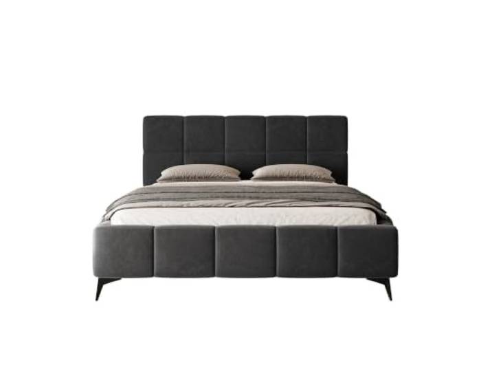 Chilly. Möbel Design Bett Miria - Polsterbett mit stabilem Metallrahmen, Bettkasten und Stauraum - 200x200 cm - Samt Schwarz