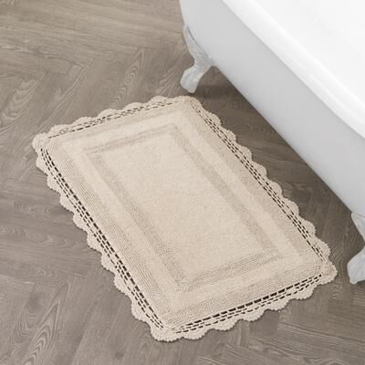 Laura Ashley Reversible Cotton Crochet Bath Rug