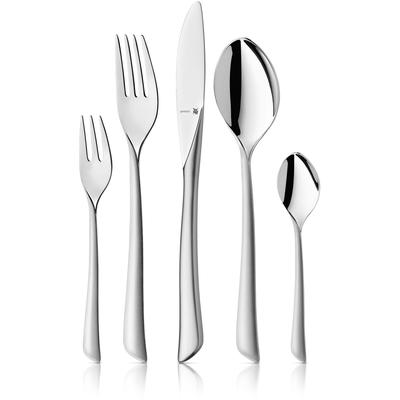 Besteck-Set WMF "Virgina", grau (edelstahl), 30 Stk., Cromargan Edelstahl Rostfrei, Essbesteck-Sets, ergonomisch, Cromargan protect