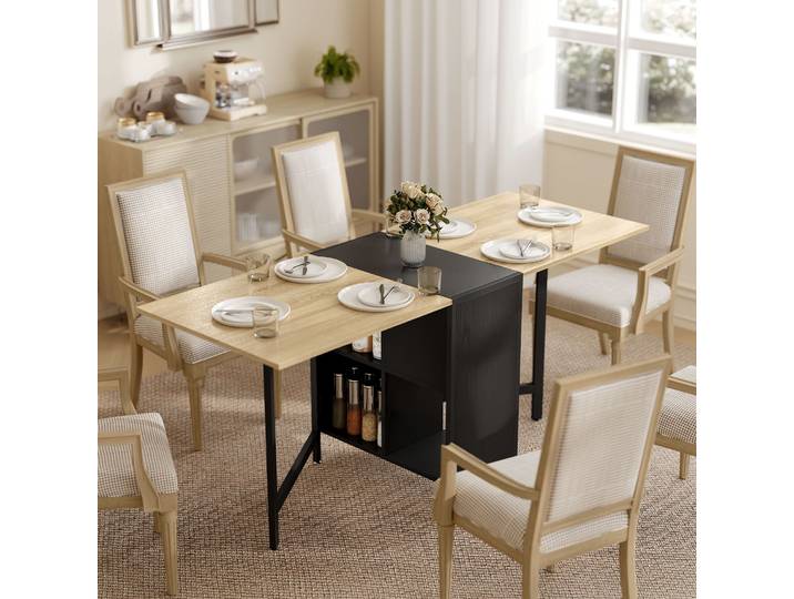 HOMCOM Table Pliante 3 Configurations 169x60x75cm Naturel Foncé