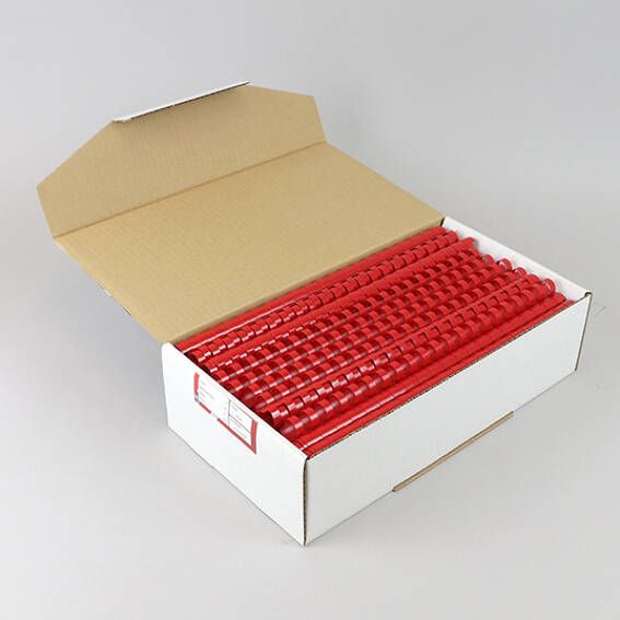 SPRINTIS 100 Spirales plastiques pour reliure A4, rond 14 mm   rouge, PVC