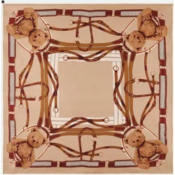 Seiden-Nicki-Tuch mit Teddybär-Motiven Beige