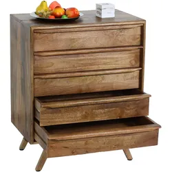Highboard HWC-L96, Kommode Sideboard Schrank Schubladen Massiv-Holz Mango 81x65x43cm MVG-zertifiziert