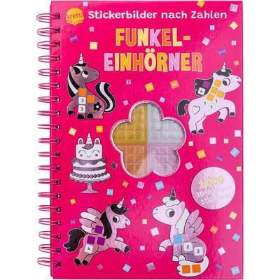 Stickerbilder nach Zahlen. Funkel-Einhörner (Mit 1.000 3D-Mosaik-Folienstickern), Gebundene Ausgabe von Emma Martinez, Arena, 978-3-401-72197-2