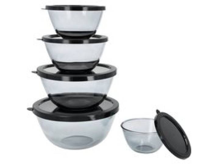 SILVERCREST® Set de 5 bols en verre (Noir)
