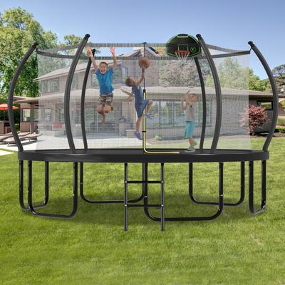 Kodotan sofa 16FT Trampoline with Basketball Hoop for Kids and Adults, Round Outdoor Trampoline with Enclosure Net & Curved Poles & Ladder