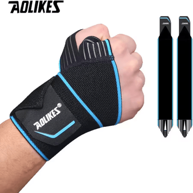 Inspire Picks AOLIKES Wrist Support Wraps Elastic Compression Wrist Straps For Gym, CrossFit & Powerlifting blue