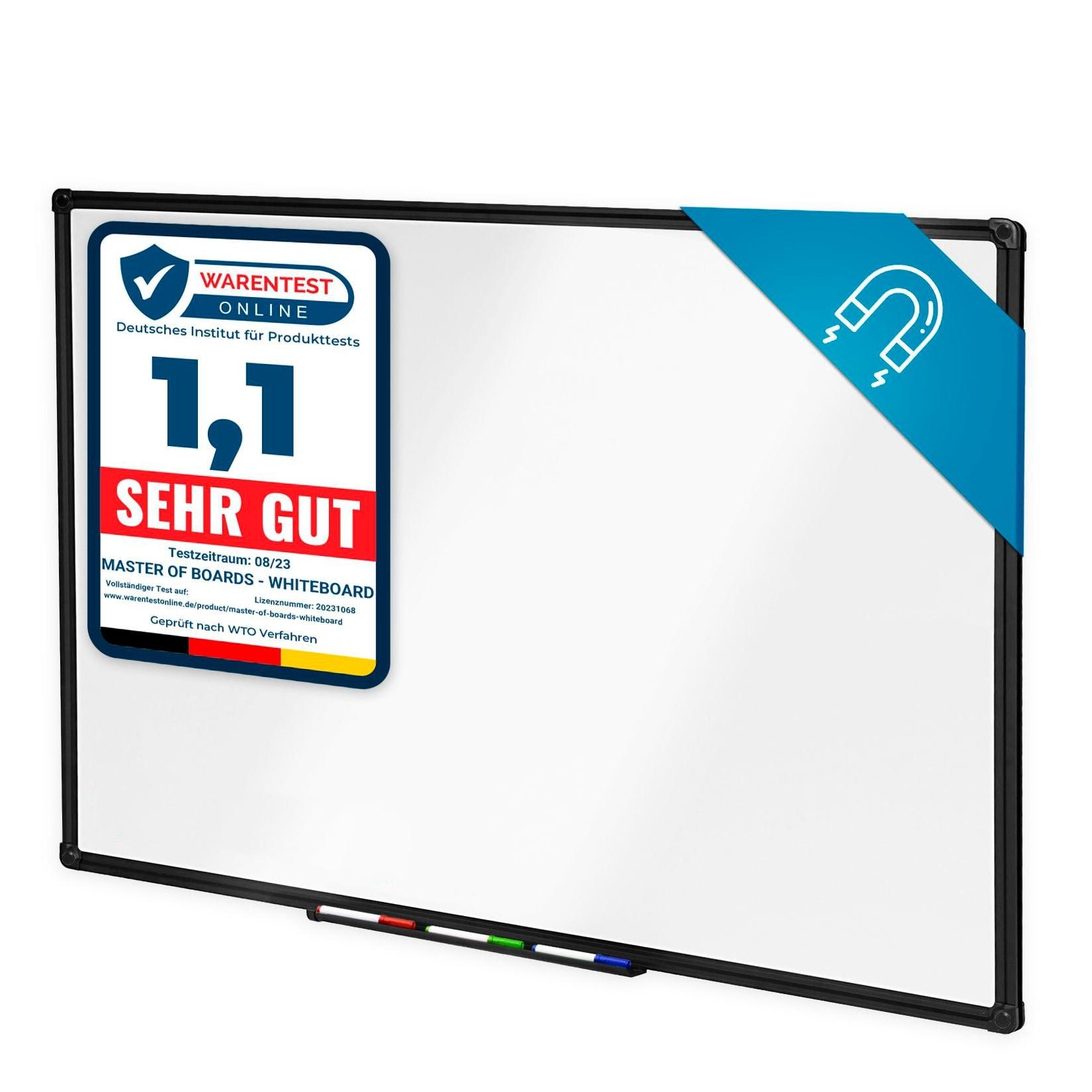 Karat office Whiteboard Onyx Speziallackiert Kratzfest & magnethaftend Schwarzer Rahmen