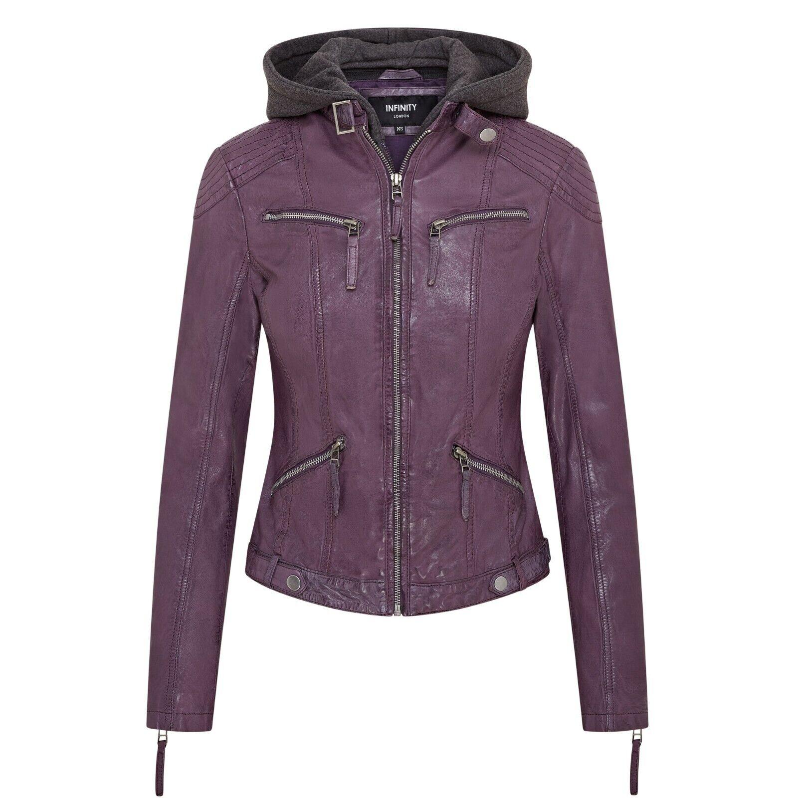 Klassische Bikerjacke mit Kapuze f�r Damen - Brazzaville