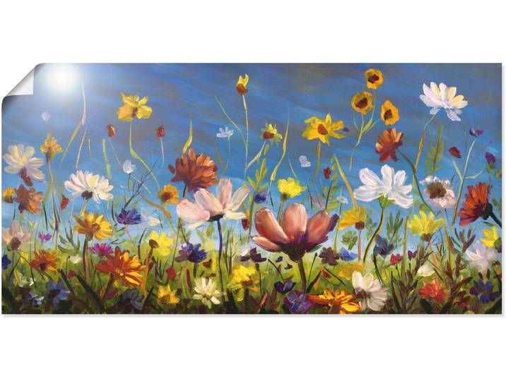 Artland Wildblumenwiese blauer Himmel Blumenwiese 1 Stk. tlg. als Leinwandbild, Poster in verschied. Grössen