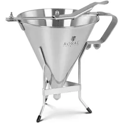 Royal Catering Fülltrichter Likörtrichter Gebäckfüller 1,8 l Edelstahl 3 Dosierspitzen, Einfülltrichter, Silber