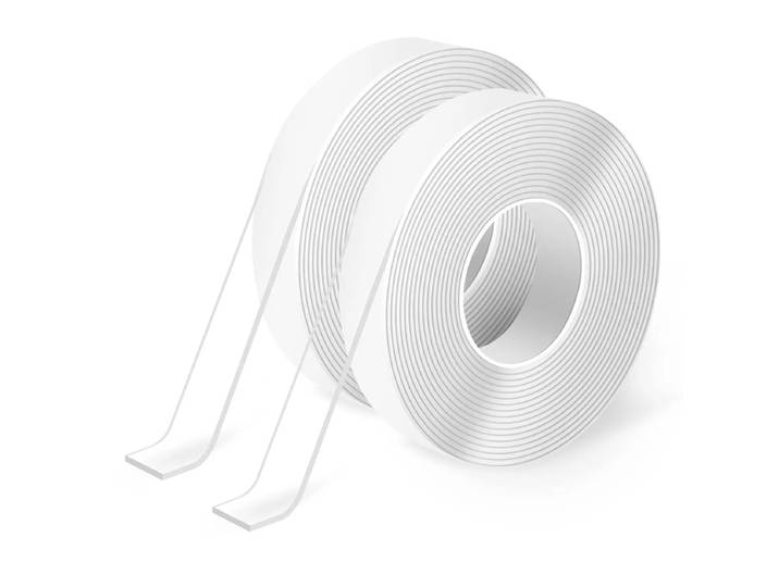 Art3d Ruban adhésif double face nano ultra-résistant et amovible – 8 m (2 rouleaux x 4 m) Transparent, adhésif polyvalent pour montage mural, tapis, cadres photo, utilisation domestique et automobile