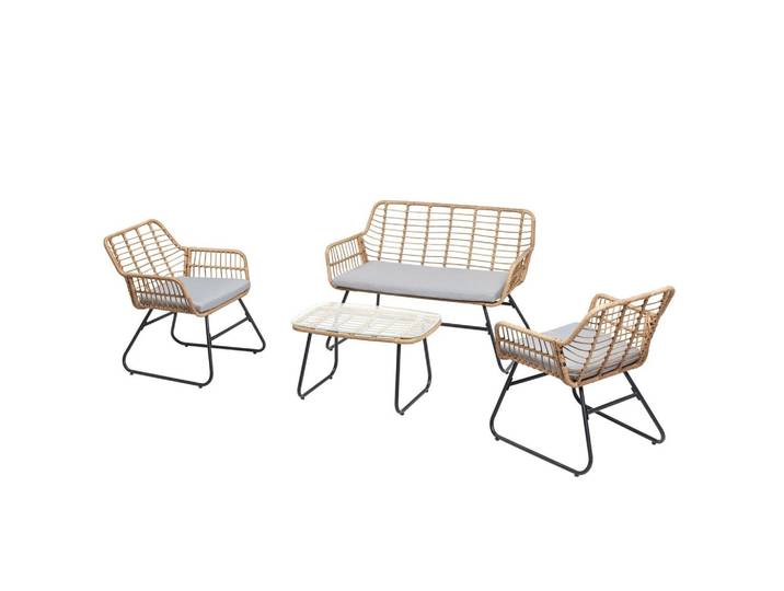 GARTENLOUNGE RIVIERA 4er Set braun, grau, schwarz