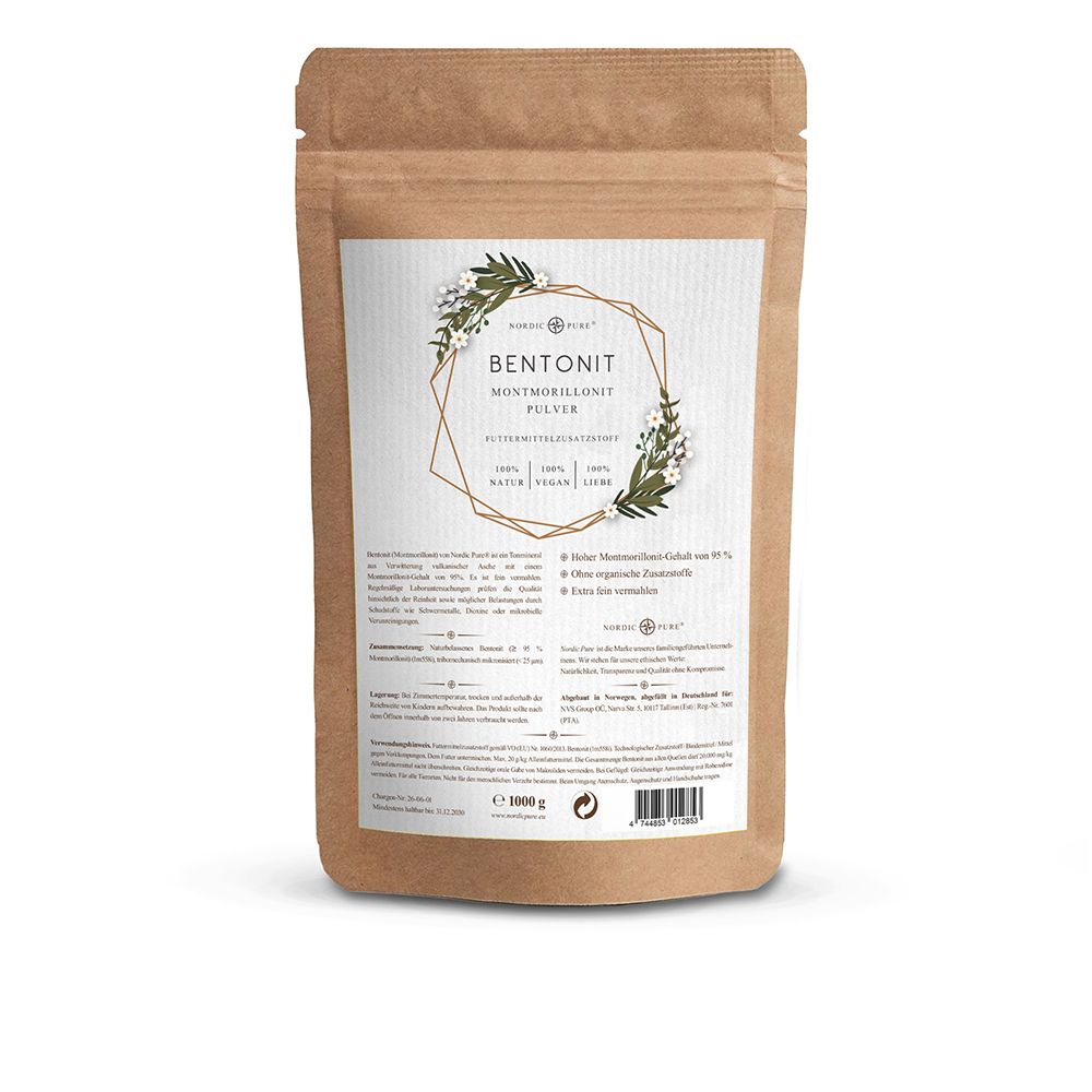 Bentonit Pulver 95% Montmorillonit Nordic Pure 500 g
