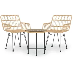 vidaXL 3-tlg. Garten-Essgruppe Poly Rattan