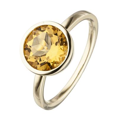 Goldring JOBO "Ring Citrinring" Gr. 50, gold (orange), Fingerringe, Damen, 50, Gelbgold 585, Goldring, 585 Gold mit Citrin