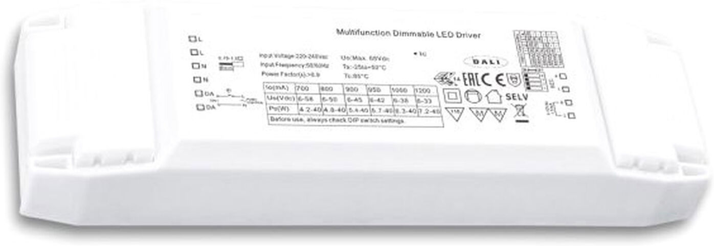 Isoled Led Konstantstrom Trafo 700/800/900/950/1050/1200ma, 40w, Push/1-10v/dali Dimmbar, Selv