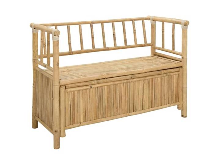 GHVBNMF Garten-Aufbewahrungsbank 110x47x80cm Bambus Sitzbank Natur Vielseitige Truhenbank mit integriertem Stauraum aus Bambus. Ideal geeignet fuer Terrassen, Wintergaerten und Balkone.