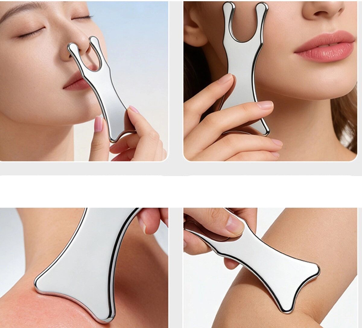 INF Edelstahl-Gua-Sha-Massagewerkzeug in Froschform für Gesicht, Kopfhaut, Schultern und Nacken