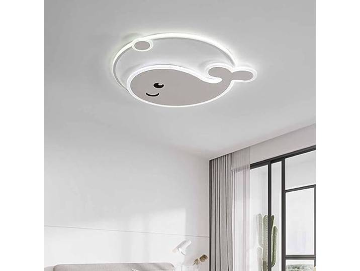 LED Deckenlampe Wal Dimmbar Kreative Delfin Lampe für Kinderzimmer, Runde ultradünne Paneele Nachttischlampe mit Fernbedienung, für Babyzimmer, Wohnzimmer Ø45cm