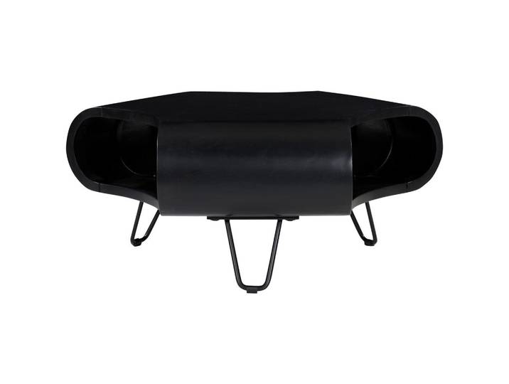 Livetastic Couchtisch, Schwarz, Holz, Metall, Akazie, vollmassiv, Holz, dreieckig, Haarnadel, 95x39x95 cm, einfacher Aufbau, Wohnzimmer, Wohnzimmertische, Couchtische