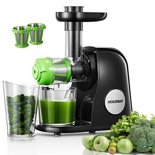 HOUSNAT Slow Masticating Juicer - Professionele Cold Press Sapcentrifuge met Stille Motor en Omkeerfunctie
