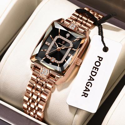 Inspire Daily Merch Premium Elegant Women's Watches Waterproof Ladies Wristwatch Stainless Steel Quartz Luxury Date Watch black