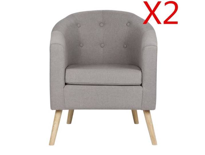 Fauteuil en tissu - Gris - Style et design scandinave - Pieds en chêne massif