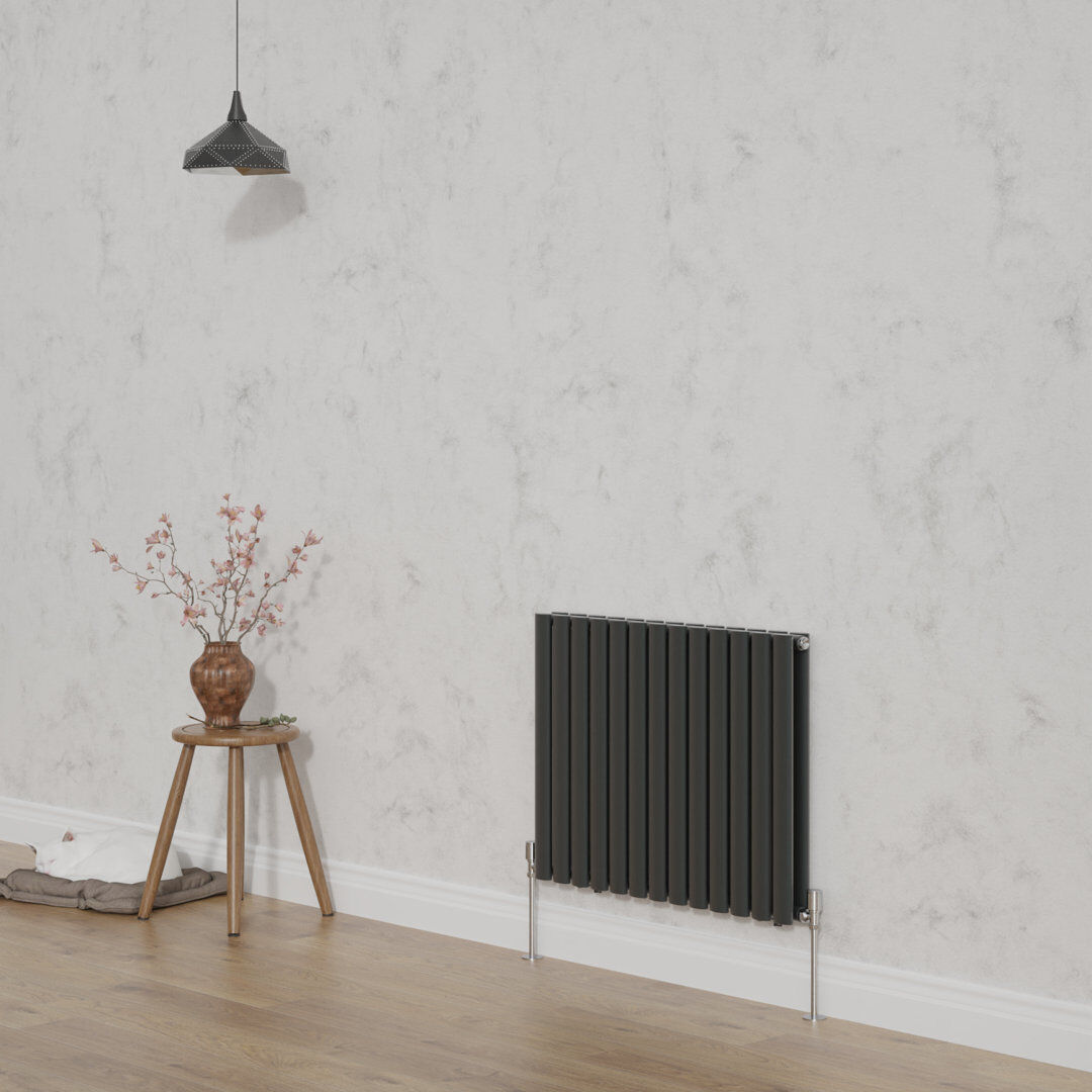 Belfry Heating Shirly Horizontal Oval Panel Radiators Anthracite 60cm H x 76.7cm W
