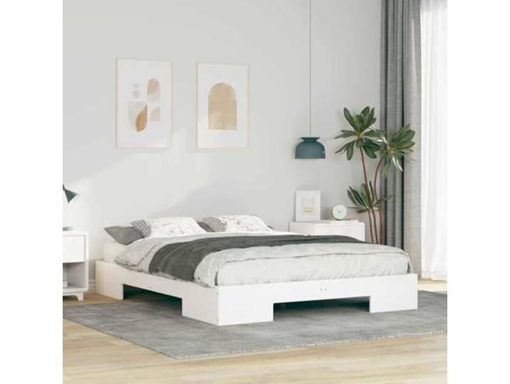 RJPLMFV Bettgestell, Weiß, 140 x 200 cm Stabile Plattform, inklusive Latten, modernes Design, einfach zu montieren