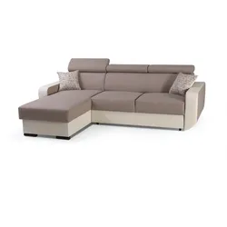 ECKSOFA PALAZZO Braun Geflochtener Stoff mit Schlaffunktion