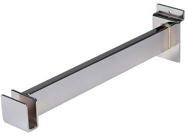 "Econoco - SW/FB - 12"" Chrome Bracket to Hold Rectangular Tubing Hangrail for Slatwall Sold in Pack of 24"