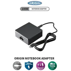 Origin Storage OS-C100W/EU (100 W), Notebook Netzteil, Schwarz
