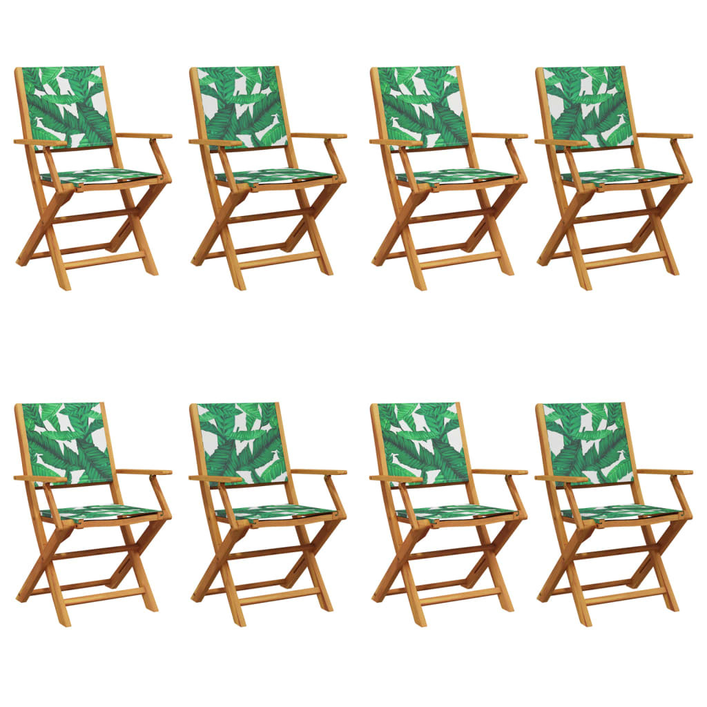 Klappstühle, 8 Stück, grüner Stoff und Massivholz