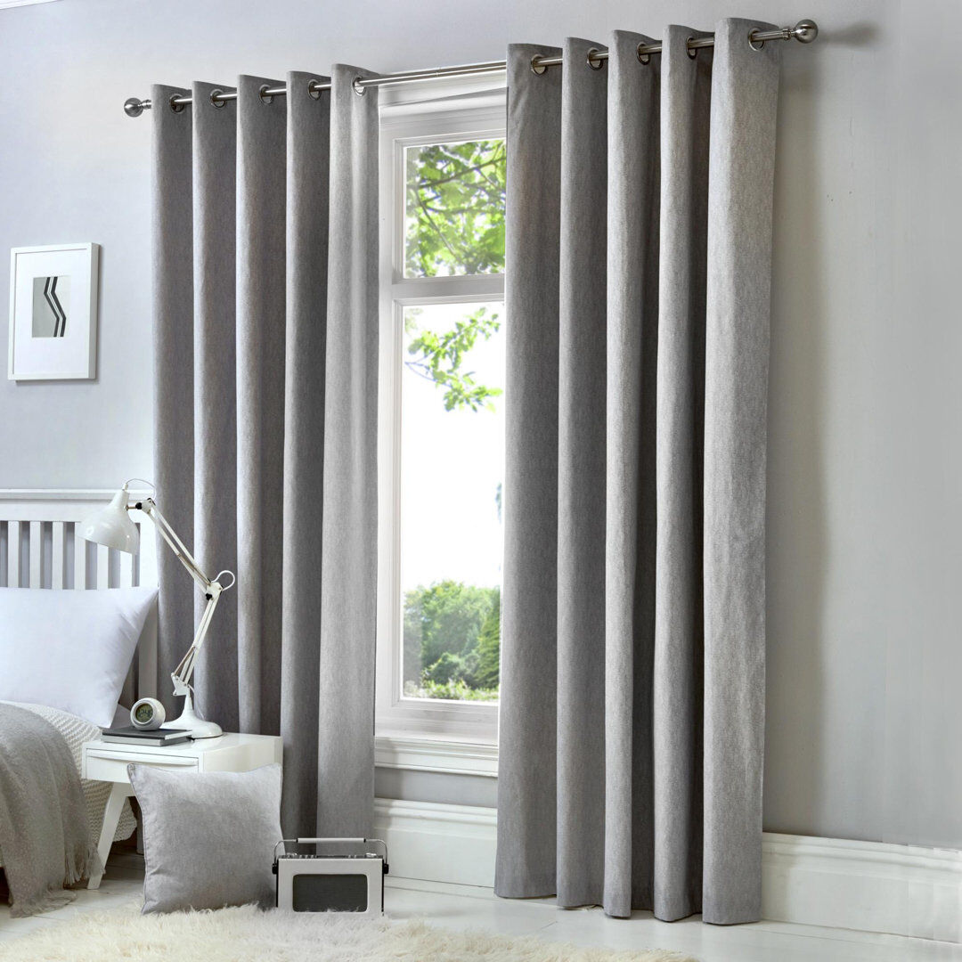 Fusion Cannes 100% Cotton Blackout Sliding Panel Pair Silver 114.50cm Width x 183cm Drop