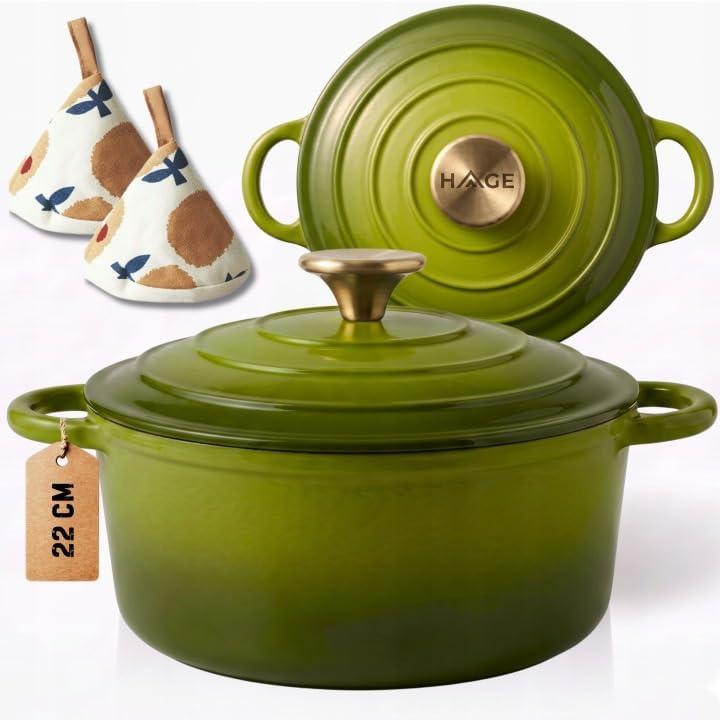 Hage Olive geëmailleerde gietijzeren pan, 22 cm, 3 liter