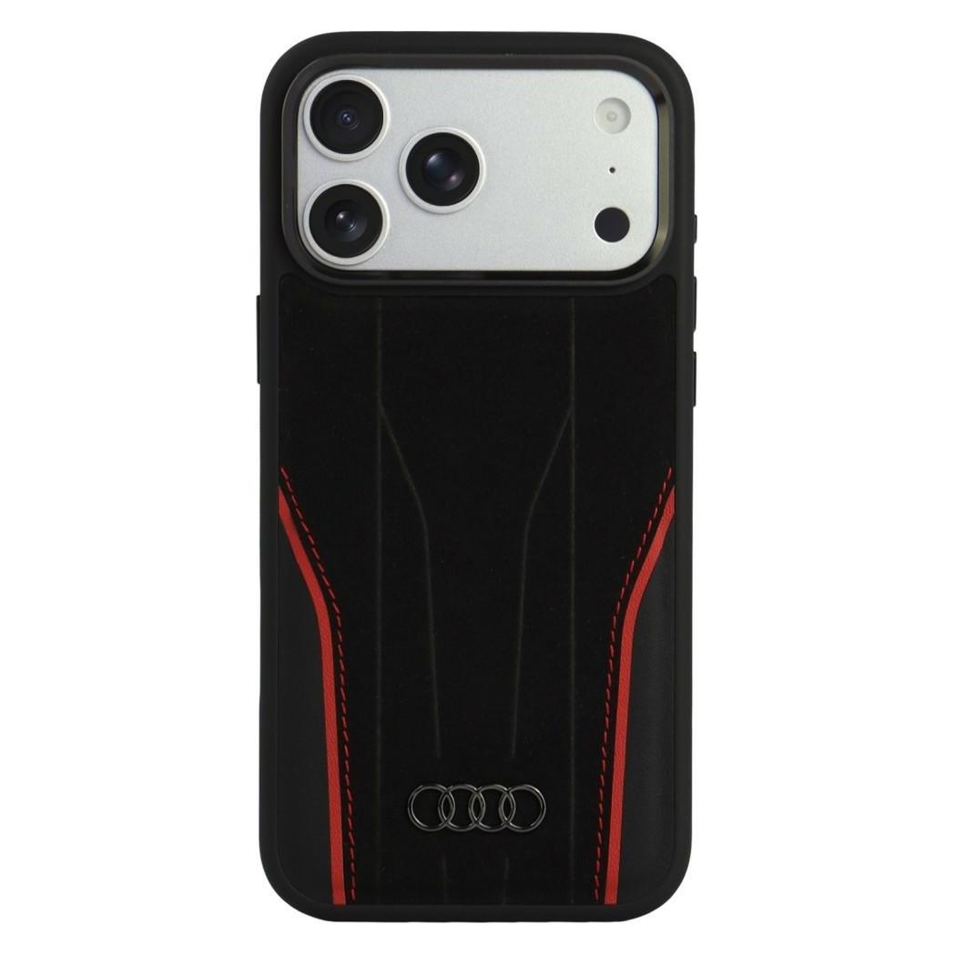 Audi Case R8 Genuine Leather MagSafe for iPhone 18 Pro Max / 17 Pro Max black-red (Apple iPhone 17 Pro Max, Apple iPhone 18 Pro Max) (AUDI000240)