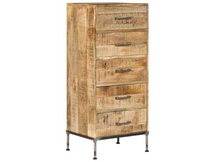 Fisinber Kommode Massivholz Mango 45x35x106 cm Schubladenschrank Schmaler Highboard Holzschrank mit 5 Schubladen für Wohnzimmer und Schlafzimmer im Industrie Design.