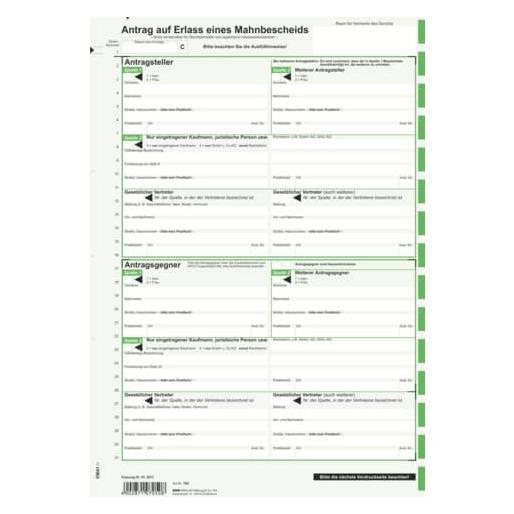 Rnk 10 RNK-Verlag Mahnbescheid für maschinelle Bearbeitung Formulare 705/10 (705/10)