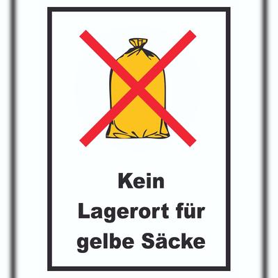 HB-Druck Kein Lagerort für Gelbe Säcke Schild A2 (420x594mm)