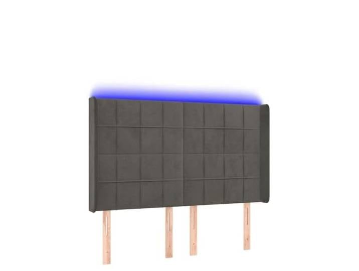 HGLADYU LED Kopfteil Samt 147x16x118/128 cm, LED Kopfteil Dunkelgrau 147x16x118/128 cm Samt, mit USB Anschluss