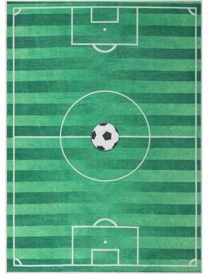 Well Woven Kids Rugs Soccer Field Modern Machine Washable Area Rug