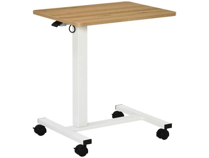 Homcom Schreibtisch Laptoptisch mit Gaslift Höhenverstellbar C-Form Beweglich bis 70kg, Naturfarben, Kunststoff, 48x110x65 cm, Büromöbel, Schreibtische, Schreibtische