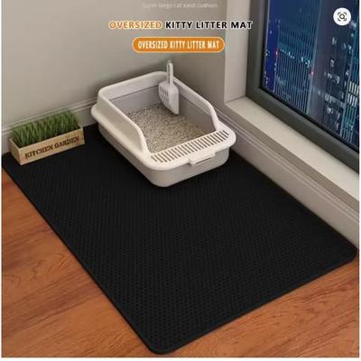 Inspired Finds Double Layer Waterproof Cat Litter Mat With Non Slip Honeycomb Design black 21.65x29.53in