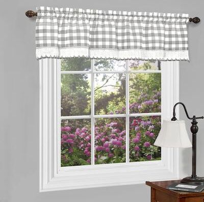 Buffalo Check Window Curtain Valance by Achim Home Décor in Grey