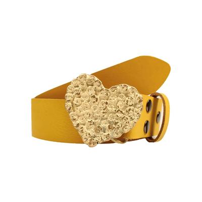 Ledergürtel RETTUNGSRING GÜRTEL, Damen, Gr. 90, gelb, Leder, unifarben, Gürtel Ledergürtel, mit austauschbarer Schließe »Rosenherz Antik Gold«