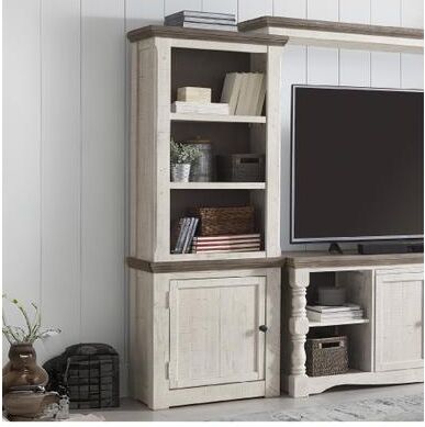 Signature Design by Ashley "Havalance Left Pier Cabinet, White/Brown - 7'9"" x 9'9"""
