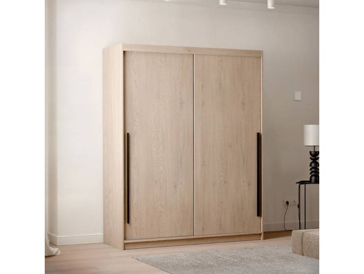Armoire SILENTE 160 cm - LED - portes coulissantes - Chêne de Crémone
