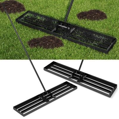 Costway Lawn Leveling Rake 46 x 10 Inch Heavy Duty Lawn Level Tool for Soil-Black