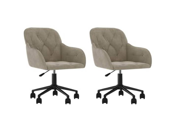 LMTYOENFG Esszimmerstuhl 2er Set Drehbar Höhenverstellbar Samt Hellgrau Ergonomische Rücklehne mit 360-Grad-Rollen für fließende Mobilität im Wohnzimmer und Arbeitszimmer, weicher Samtbezug.